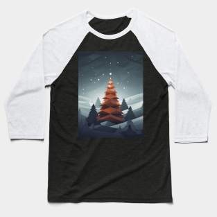 Red Christmas Tree, papercut style Baseball T-Shirt